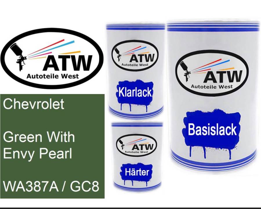 Chevrolet, Green With Envy Pearl, WA387A / GC8: 500ml Lackdose + 500ml Klarlack + 250ml Härter - Set, von ATW Autoteile West.